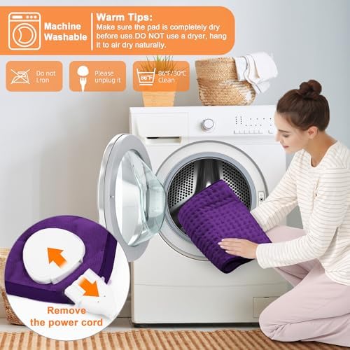 Heating Pad-Electric Heating Pads for Back,Neck,Abdomen,Moist Heated Pad for Shoulder,Knee,Hot Pad for Arms and Legs,Dry&Moist Heat & Auto Shut Off(Dark Purple, 33''×17'')