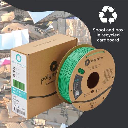 Polymaker PLA PRO Filament 1.75mm 1kg, Tough & High Rigidity Green 3D Printing Filament, PolyLite PLA PRO 3D Printer Filament 1.75mm, Print with Most 3D Printers