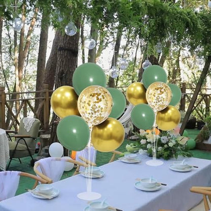 Green and Gold Balloon Stand Centerpiece Table Decorations for Birthday Woodland Baby Shower Party Decoration (Green gold set4)