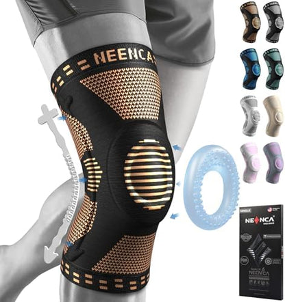 NEENCA Copper Knee Brace for Knee Pain, Knee Support with Patella Pad & Side Stabilizers, Compression Knee Sleeve for Sport, Workout, Arthritis, ACL, Joint Pain Relief, Meniscus Tear- FSA/HSA Eligible
