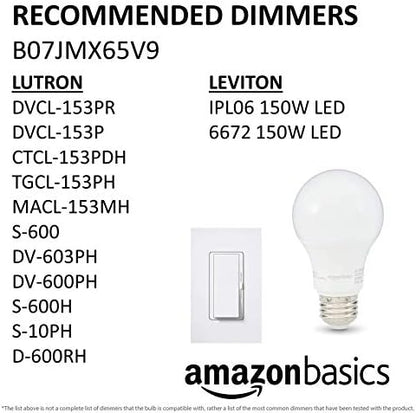 Amazon Basics A19 LED Light Bulbs, 60 Watt Equivalent, Energy Efficient 9W, E26 Standard Base, Soft White 2700K, Dimmable, 10,000 Hour Lifetime , 6-Pack