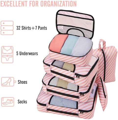 Veken 8 Set Packing Cubes for Travel Essentials, Suitcase Organizer Bags in 4 Sizes, Carry-On Luggage Accessories with Large Laundry & Hanging Toiletry Bag, Must-Have for Airplane, Road Trip & Camping