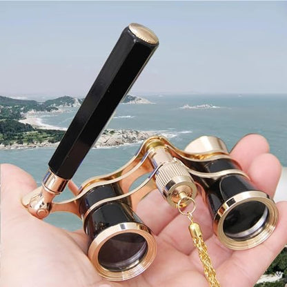 Yourelexit® Opera Glasses Binoculars 3X25 Lorgnette Theater Glasses Optical BK9 Mini Compact Lightweight Built-in Foldable Adjustable Handle Vintage for Adults Kids Women in Musical Concert Cinema