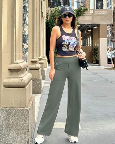 G4Free Yoga Pants Women Wide Leg Pants with Pockets High Waist Stretch Dress Casual Sweatpants Petite/Regular/Tall