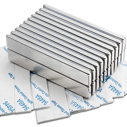 MIKEDE Magnets, 20 Pack Strong Neodymium Bar Magnets with Adhesive Backing, Rare Earth Fridge Magnet Heavy Duty, Metal Powerful Magnet for Craft, Whiteboard, Garage, Kitchen - 60x10x3 mm