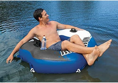 Intex 58854EP River Run Connect Inflatable Floating Lounge: Comfortable Backrest – Built-in Cup Holder – Durable Grab Handles – Easy-to-Use Connectors – 220lb Weight Capacity
