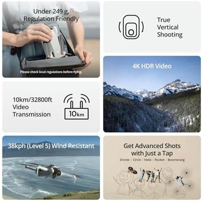 DJI Mini 3 Fly More Combo (DJI RC), Drones with Camera for Adults 4K, 3 Batteries for 114-min Flight Time, Vertical Shooting, 32800ft (10km) Video Transmission, Lightweight Mini Drone for Beginners