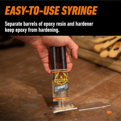 Gorilla 2 Part Epoxy, Clear Epoxy, 0.85 Ounce Syringe (Pack of 10) - 5 Minute Set, Incredibly Strong Bonding