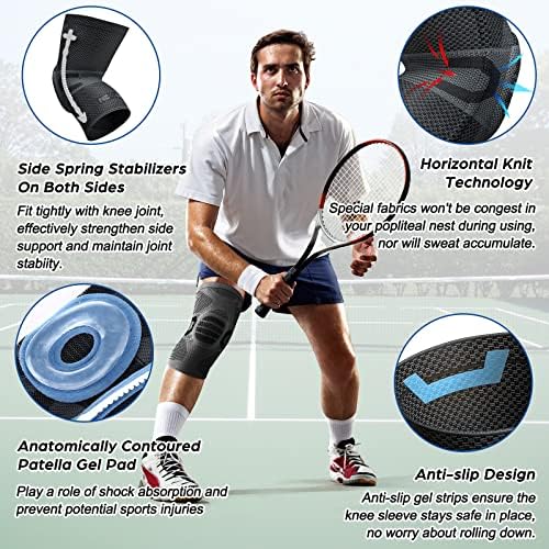 NEENCA Professional Knee Brace for Pain Relief, Medical Knee Compression Sleeve, Knee Support with Horizontal Knit Tech for Meniscus Tear, ACL, Arthritis, Joint Pain, Runner, Workout- FSA/HSA APPROVED
