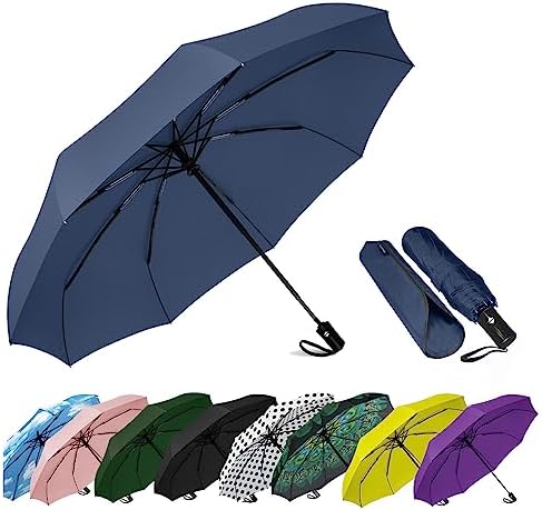 SIEPASA Two Pack The Original Portable Travel Umbrella - Umbrellas for Rain Windproof, Compact Umbrella for Wind and Rain, Backpack, and On-the-Go.(Navy Blue & Navy Blue, 2 Pack)