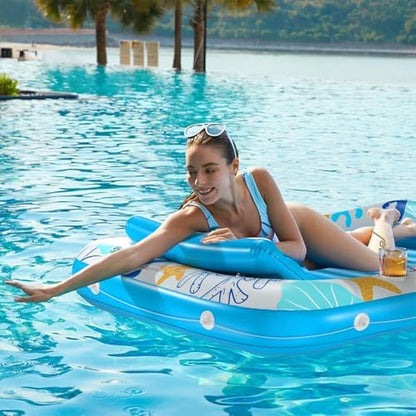 Inflatable Tanning Pool Lounger Float - Jasonwell 4 in 1 Sun Tan Tub Sunbathing Pool Lounge Raft Floatie Toys Water Filled Tanning Bed Mat Pad for Adult Blow Up Kiddie Pool Kids Ball Pit Pool