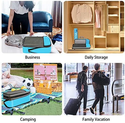 BAGAIL 4 Set/6 Set/8 Set Compression Packing Cubes Travel Accessories Expandable Packing Organizers (Half Mesh, 6-Blue)