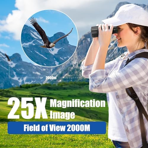 Binoculars 25X60 High Power Binocular for Adults with BAK4 Prism FMC Lens HD Professional Waterproof Big Eyepiece Binoculars for Bird Watching Sports Concerts Traveling Wildlife Hunting
