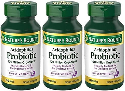 Nature's Bounty Acidophilus Probiotic , 120 Count (Pack of 3)