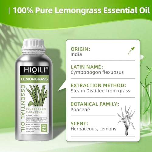 HIQILI 32 Fl Oz Lemongrass Essential Oil, 100% Pure Natural Undiluted Premium Oils