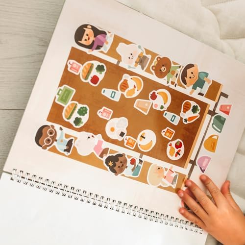 CUPKIN Sticker Book for Kids 2-4, 500+ Kids Stickers, Let's Go to School 12 Coloring Pages 12 Side by Side Scenes, Fun Toddler Travel Activity Coloring and Sticker Books for Ages 4-8 + 8-10