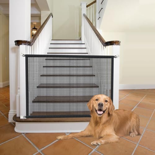 Dog Gate for Stairs Pet Gates for The House: Dogs Screen Mesh Gate for Doorways Stairways Indoor 29 inch Tall, 50 inch Wide Fits 44-47 inch Openings
