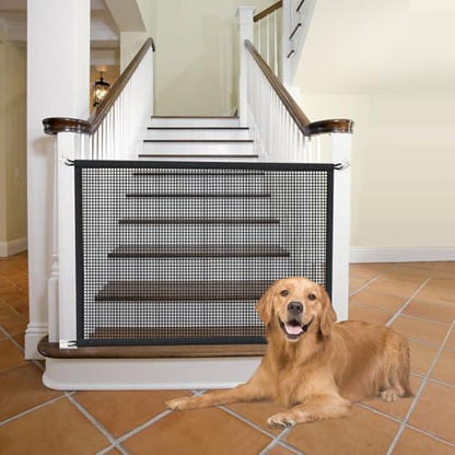 Dog Gate for Stairs Pet Gates for The House: Dogs Screen Mesh Gate for Doorways Stairways Indoor 29 inch Tall, 50 inch Wide Fits 44-47 inch Openings