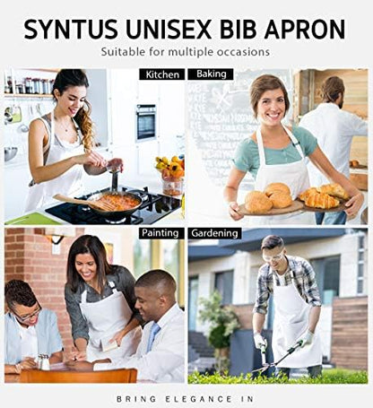 Syntus 2 Pack Adjustable Bib Apron Waterdrop Resistant with 2 Pockets Cooking Kitchen Aprons for Women Men Chef