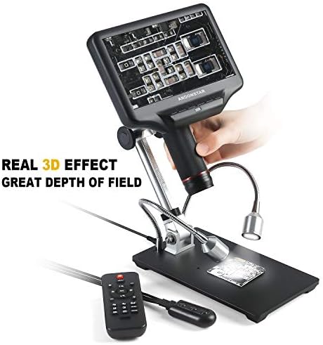 Andonstar AD407 3D HDMI Soldering Digital Microscope with 4MP UHD and 7 inch Adjustable LCD Screen USB Video Microscopes for Phone Repairing SMT SMD DIY