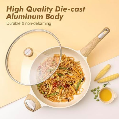 SENSARTE Ceramic Cookware Sets, Pots and Pans Set Non stick, 14-Piece Induction Cookware, Non toxic Healthy Non Stick Kitchen Cooking Set, with Frying Pans Set, PFAS PTFE PFOA PFOS Free