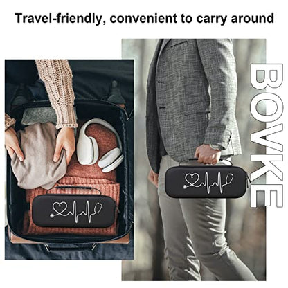 BOVKE Travel Stethoscope Case for 3M Littmann Classic III, Lightweight II S.E, MDF Acoustica Lightweight Stethoscopes, Mesh Pocket for Pen Lights, Medical Scissors, Nurse Accessories for Work, Black