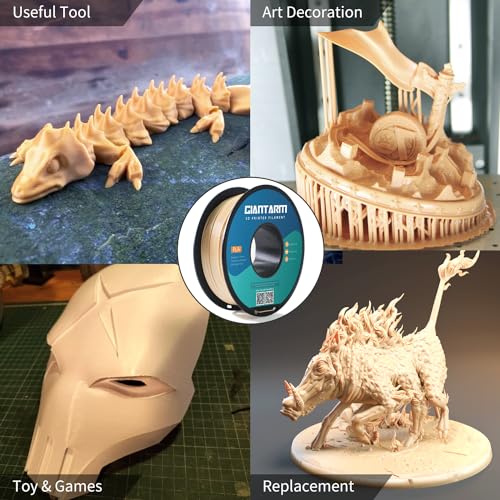 GIANTARM 3D Printer Filament, Bone White Pla Filament, 1Kg(2.2lbs) Spool, 1.75mm Dimension Accuracy +/- 0.03mm, 3D Printing Filament
