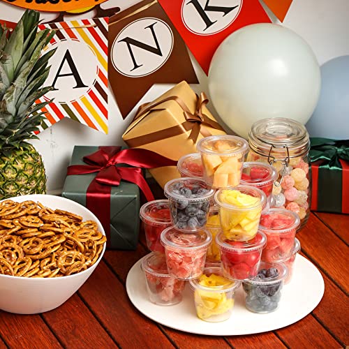VITEVER [120 Sets - 5.5 oz] Portion Cups With Lids, Small Plastic Containers, Airtight and Stackable Souffle Cups for Jello Shots, Sauce, Condiments, Lunch, Party, Trips