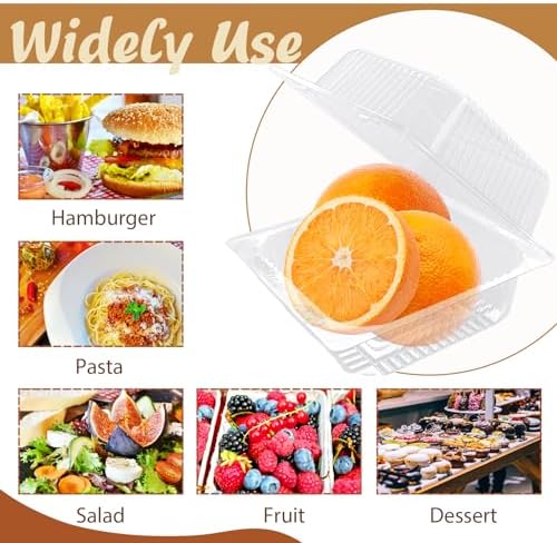 300 Pcs Clear Plastic Take out Containers,Square Hinged Takeout Tray,Disposable Fancy Clamshell Food Boxes with Lids for Cakes,Dessert,Salads,Sandwiches,Cookies,Pasta,5.3x4.7x2.8 Inch