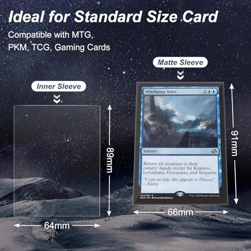 1000 Pack Card Sleeves, 500 Matte Trading Card Sleeve and 500 Inner Sleeves Ideal for Double-Sleeving, Fit for MTG, TCG and Game Cards (5 Colors)