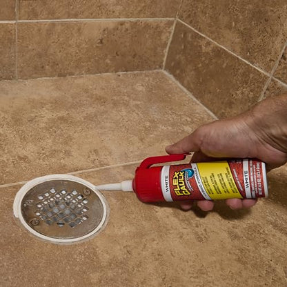 Flex Caulk, Waterproof & Weatherproof Hybrid Polymer Sealant, Strong, Paintable, Indoor, Outdoor, Bath, Shower, Sink, Window, Baseboards, Door, RV, Roof, Wood, Auto & Marine, White, 4 oz, 1-Pack