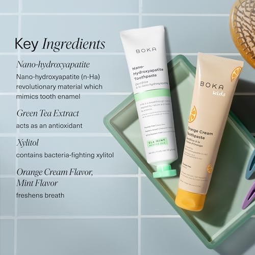 Boka Fluoride Free Toothpaste Nano Hydroxyapatite Toothpaste - Ela Mint, Orange Cream Flavor, 4 oz 2Pk US Manufactured