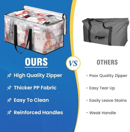 Clear Moving Bags Heavy Duty Extra Large, Moving Supplies with Reinforced Handle and Double Zipper, Storage Bags for Moving Essential, Packing tote Alternative to Moving Box(10 Packs, Clear)
