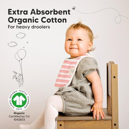 8-Pack Organic Baby Bibs for Boys, Girls - Soft Cotton Drooling and Teething Bibs for Baby Girl & Boy, Extra Absorbent, Easy To Clean & Put On for Toddler, Newborn, Infant 0-24 Months (Sweet Charm)