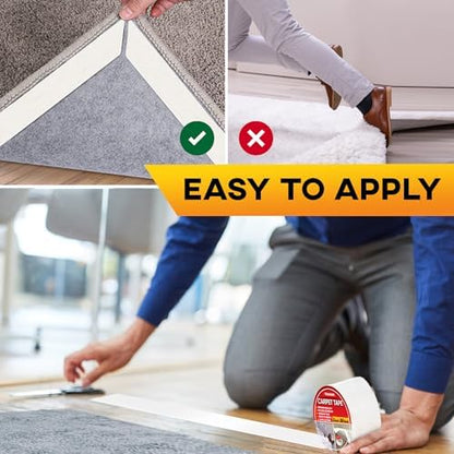 Trazon Carpet Tape Double Sided - Rug Tape Grippers for Hardwood Floors and Area Rugs - Carpet Binding Tape Strong Adhesive and Removable, Heavy Duty Stickers Tape, Residue Free (2 Inch / 30 Yards)