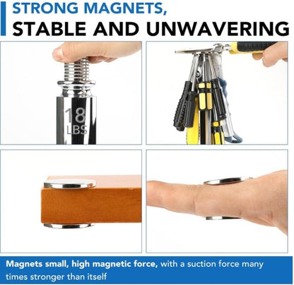 LOVIMAG Strong Neodymium Disc Magnets, Rare Earth Magnet with Double-Sided Adhesive for Fridge, DIY, Building, Scientific, Craft, and Office Magnets - 1.26 inch x 1/8 inch, Pack of 12