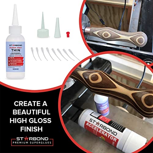 Premium Grade Cyanoacrylate (CA) Super Glue by Starbond - 16 oz. Complete Refill KIT (453g) - Super Fast Thin Adhesive, Precise Application for Woodturning, CA Finish, Woodworking, Hobby Models, Inlay