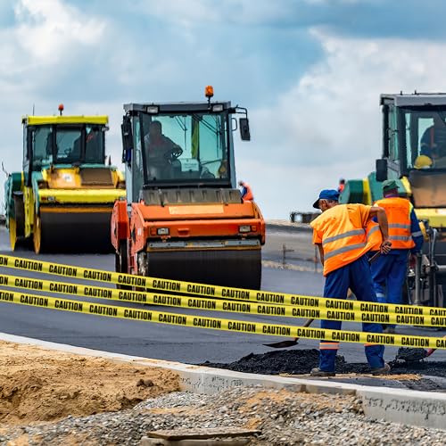 ATERET Premium Yellow Caution Tape 3-Pack 3 inch x 1000 feet, Hazard Safety Tape, Construction Tape for Danger/Hazardous Area, Ideal Use for Halloween Decorations, Party, Work-Site