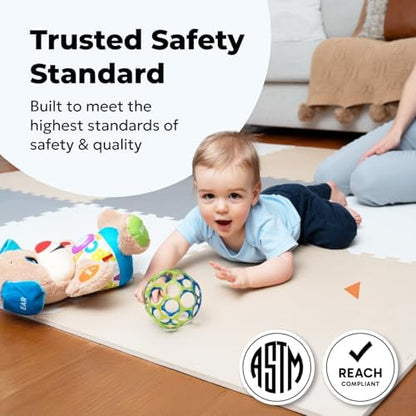 MioTetto Foam Floor Tiles for Kids - Non-Toxic Comfortable Baby Play Mat and Interlocking Foam Tiles, Fits with 74x74 Playpen Mat for Crawling & Development, Soft Play Mat for Babies 6-12 Months