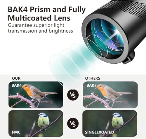 Monocular-Telescope 80x100 High Powered Monoculars High Definition for Adults High Powered with Smartphone Adapter Telescope Hunting Wildlife Bird Watching Travel Camping Hiking-Black