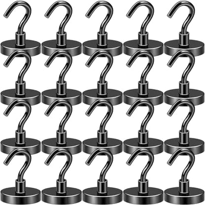 DIYMAG Black Magnetic Hooks, 118 LB Heavy Duty Strong Magnet with Hooks, Strong Rare Earth Neodymium Magnet Hooks for Hanging, Magnetic Hanger for Curtain, Home, Kitchen, Workplace, 20 Packs