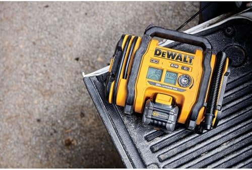 DEWALT Tire Inflator Portable Air Compressor 20V MAX, Air Pump with Automatic Shut Off, LED Light, Tool Only (DCC020IB)