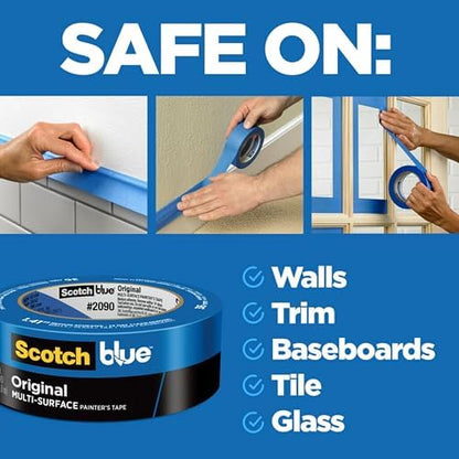 ScotchBlue Original Multi-Surface Painters Tape, 1 Inch Wide (0.94 In. x 60 Yds), 6 Rolls, Blue Paint Tape Protects Surfaces and Removes Easily, Masking Tape for Indoor and Outdoor Use (2090-24EP6)