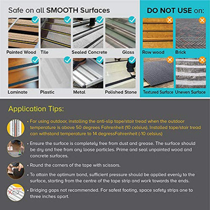 LifeGrip Anti Slip Traction Tape with Reflective Stripe, 6 Inch x 33 Foot, Best Grip Tape Grit Non Slip, Outdoor Non Skid Treads, High Traction Friction Abrasive Adhesive for Stairs Step (6" X33')