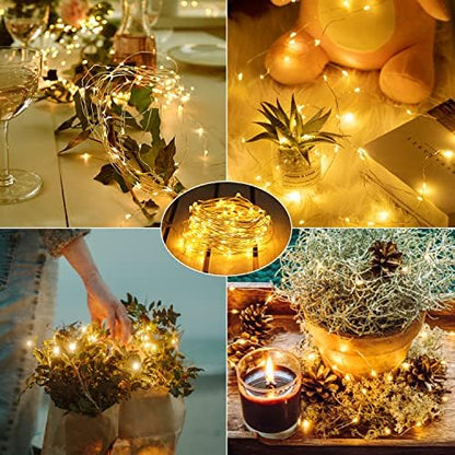 Brightown 24 Pack Fairy Lights Battery Operated - 7Ft 20 Led Mini String Lights Silver Wire Waterproof Firefly Starry DIY Lights for Bedroom Patio Wedding Party Christmas Decor (Warm White)