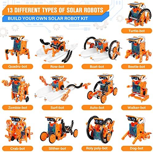 STEM 13-in-1 Education Solar Robot Toys for Age 8-12, DIY Building Science Experiment Robots Kit Birthday Gifts for 8 9 10 11 12 Years Old Boys Girls Kids Teens, Solar Powered by The Sun