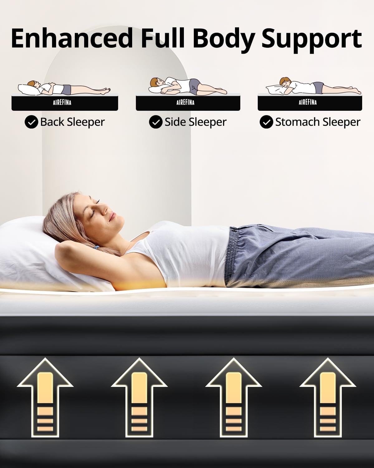 Airefina Air Mattress Queen with Built in Pump, 18 Raised Comfort Blow Up Mattress with Carrying Bag, Portable Inflatable Mattress for Guest Home, Air Bed Colchones Inflables 750 Lbs Max, 80*60*18 in