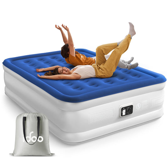 iDOO Air Mattress Queen with Built in Pump, Blow up Mattress, Inflatable Mattress Queen Size for Guests, Home, Camping, 3 Mins Inflation/Deflation, Upgraded Colchones Inflables, Comfort Air Bed