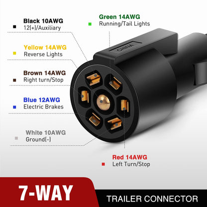 Nilight 16 Feet Heavy Duty 7 Way Plug Inline Trailer Cord 7-Pin Trailer Cord Wire Cable for Truck Camper Blade Molded RV Cable Weatherproof & Corrosion Resistant-16FT