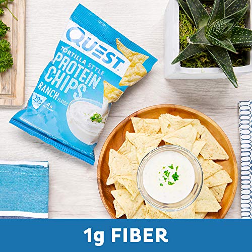 Quest Nutrition Tortilla Style Protein Chips, Ranch, Baked, 19g Protein, 4g Net Carb, Low Carb, Gluten Free, 1.1 Ounce (Pack of 12)
